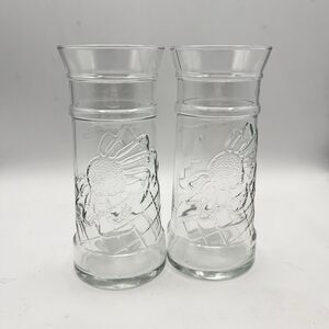 Red Lobster Embossed Lighthouse Crabfest Cocktail Glass Set of 2 Crab Sailboat